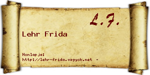 Lehr Frida névjegykártya